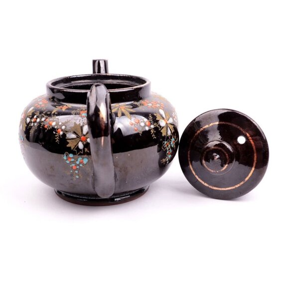 Antique Price Bros Mini Teapot England M&M Redware British 1900s Floral Glazed - Picture 5 of 11